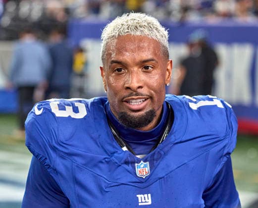New York Giants wide receiver Odell Beckham Jr. (13) just before a NFL, American Football Herren, USA game against the Dallas Cowboys at MetLife Stadium in East Rutherford, New Jersey. CSM East Rutherford United States - ZUMAc04_ 20260914_zma_c04_010 Copyright: xDuncanxWilliamsx