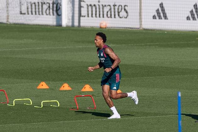 September 14, 2026, Madrid, Spain: Eder Militao (Real Madrid CF) is seen in action during a training session on the eve of the LaLiga EA SPORTS 2026 2027 match between Elche CF and Real Madrid CF.Real Madrid CF is holding its final training session and pre-match press conference, PK, Pressekonferenz ahead of its sixth LaLiga game. LaLiga EA SPORTS 2026 2027 - Real Madrid CF Training Session And Press Conference In Madrid, Spain - 14 Sep 2026  - ZUMAs197 20260914_aaa_s197_134 Copyright: xFedericoxTitonex