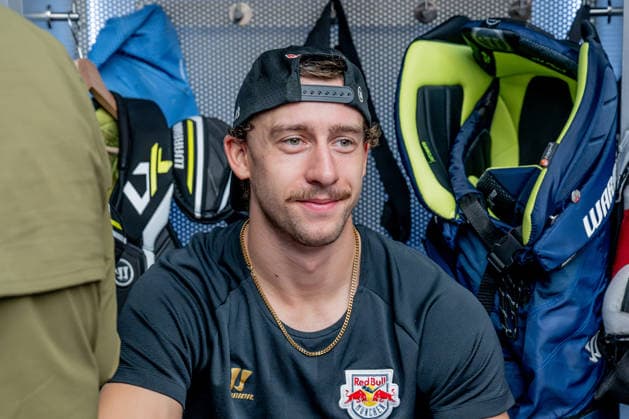 Lucas Thaler, EHC Red Bull Munich, 48 GER, EHC Red Bull Munich, ice hockey, DEL, Open Locker Room, September 14, 2026. Photo: HMB Media, Heike Feiner Copyright: HMBxMedia HeikexFeiner