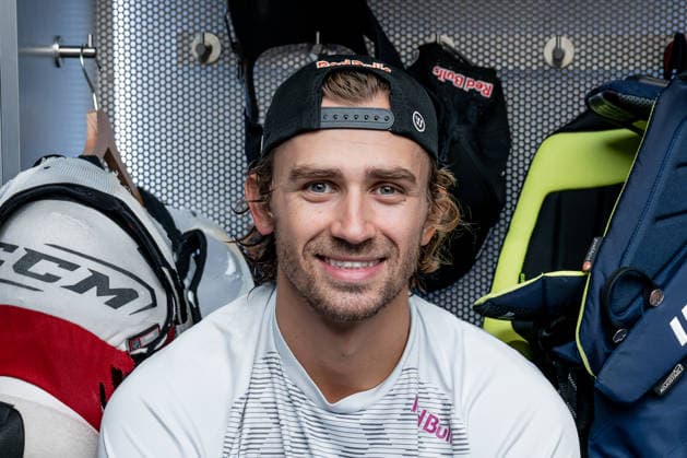 Markus Eisenschmid, EHC Red Bull Munich, 11 Portrait, GER, EHC Red Bull Munich, Ice Hockey, DEL, Open Locker Room, September 14, 2026, Photo: HMB Media, Heike Feiner Copyright: HMBxMedia HeikexFeiner