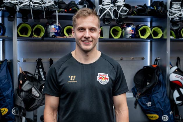 Dominik Kahun, EHC Red Bull Munich, 21, GER, EHC Red Bull Munich, ice hockey, DEL, Open Locker Room, September 14, 2026. Photo: HMB Media, Heike Feiner Copyright: HMBxMedia HeikexFeiner