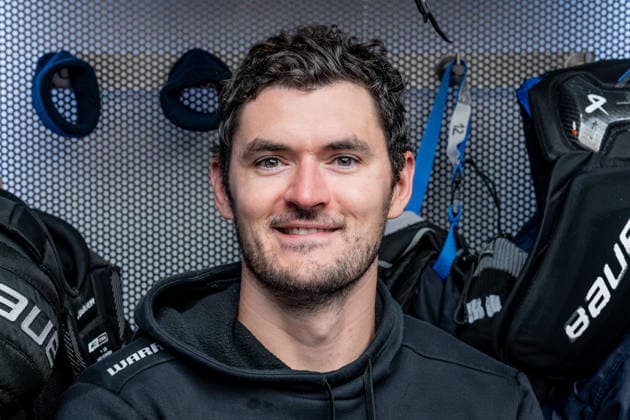 Brady Ferguson, EHC Red Bull Munich, 12 Portrait, GER, EHC Red Bull Munich, Ice Hockey, DEL, Open Locker Room, September 14, 2026, Photo by HMB Media, Heike Feiner Copyright: HMBxMedia HeikexFeiner