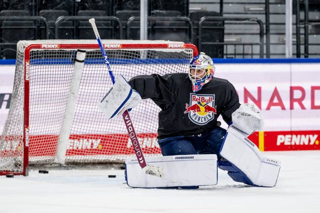 Matthias Bittner, goaltender, EHC Red Bull Munich, 32, GER, EHC Red Bull Munich, ice hockey, training session ahead of the DEL season opener, September 14, 2026. Photo: HMB Media, Heike Feiner Copyright: HMBxMedia HeikexFeiner