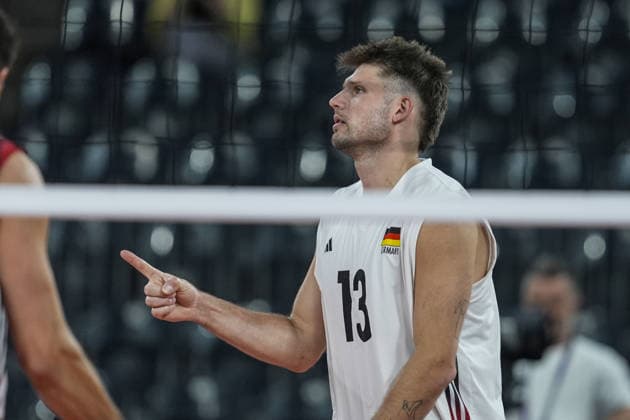 Germany v Switzerland - CEV EuroVolley 2026 Men CLUJ-NAPOCA, ROMANIA - SEPTEMBER 14: Germany s Ruben Schott plays during the CEV 2026 European Men s Volleyball Championship Group D match between Germany and Switzerland at BT Arena in Cluj-Napoca, Romania, on September 14, 2026. Osmancan Gürdogan Anadolu Cluj Romania. Editorial use only. Please get in touch for any other usage.  Copyright: x2026xAnadoluxOsmancanxGürdoÄüanx