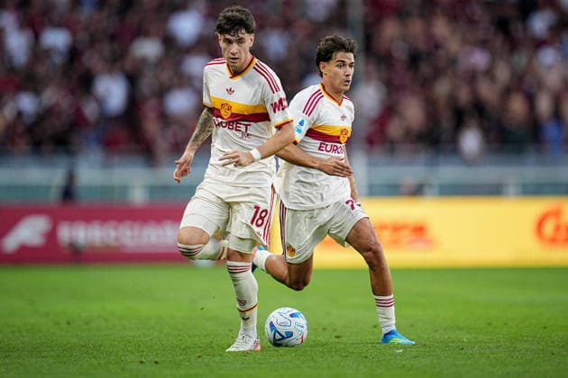 RomaÕs Matias Soule and RomaÕs Emanuele Lulli during the Serie A soccer match between Torino and Roma at the Stadio Olimpico Grande Torino in Turin, north west Italy - Sunday, September 14, 2026. - Soccer .  Copyright: xMarcoxAlpozzi LaPressex
