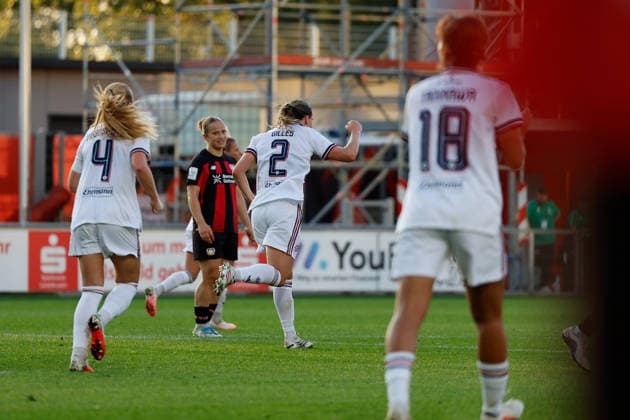 Soccer I Women s I 2026–2027 Season I Bundesliga I Matchday 4 I Bayer 04 Leverkusen vs. FC Bayern Munich I September 14, 2026 Vanessa Gilles 2, FC Bayern Munich celebrates after the 1–1 equalizer against Leverkusen at Ulrich Haberland Stadium in North Rhine-Westphalia, Germany Copyright: xLobeca CedricxSiefkerx