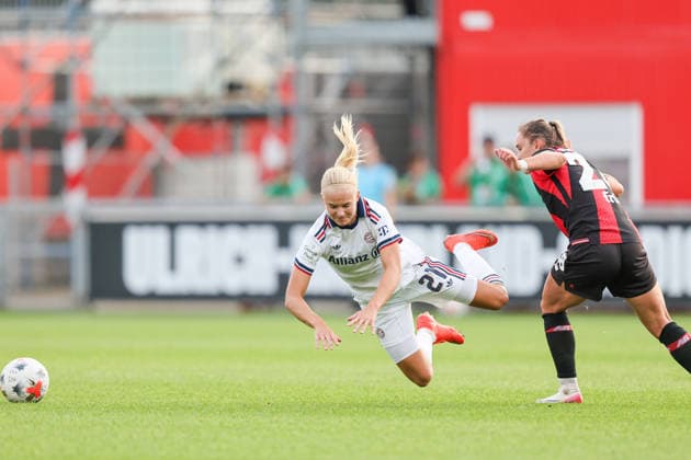 Leverkusen, Germany - 14 September: Pernille Harder of Bayern Munich W in action during the Bundesliga Women Round 4 match between Bayer Leverkusen W vs Bayern Munich W at Ulrich Haberland Stadion on 14 September 2026. Copyright: xOPAxImagesxJavadxMohammadpourx