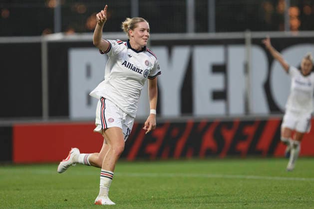 Alara Åžehitler of FC Bayern Munich celebrates her goal, which made the score 2–3, during the Women s Bundesliga match between Bayer 04 Leverkusen and FC Bayern Munich at Ulrich Haberland Stadium on September 14, 2026, in Leverkusen, Germany. Photo by Oliver Kaelke, DeFodi Images. Alara Åžehitler of FC Bayern Munich celebrates after scoring her team’s third goal during the Bundesliga match between Bayer 04 Leverkusen and FC Bayern Munich at Ulrich Haberland Stadium on September 14, 2026 in Leverkusen, Germany. Photo by Oliver Kaelke, DeFodi Images. DFB and DFL regulations prohibit any use of photographs as image sequences and or quasi-video. Photo by Oliver Kaelke, DeFodi Images.