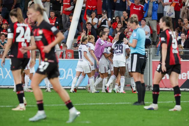 September 14, 2026, xgrfx, Soccer, Google Pixel, Women s Bundesliga, Bayer Leverkusen vs. FC Bayern Munich, Goal, Alara scores the 2-3 goal for FC Bayern Munich against Leverkusen