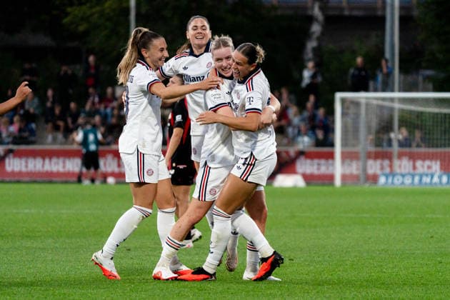 Germany Google Pixel Women s Bundesliga 2026, Matchday 27, Match 4: Bayer 04 Leverkusen vs. FC Bayern Munich, September 14, 2026, Ulrich Haberland Stadium—Alara scores the 3-2 goal; celebration, joy, emotions, goal celebration, Bühl, Klara Copyright: xCelinaxLeiersx