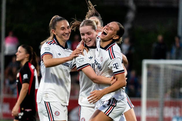 Germany Google Pixel Women s Bundesliga 2026, Matchday 27, Match 4: Bayer 04 Leverkusen vs. FC Bayern Munich, September 14, 2026, Ulrich Haberland Stadium, Goal making it 3–2 by Alara, Jubilation, Joy, Emotions, Goal Celebration, Bühl, Klara, Naschenweng, Katharina Copyright: xCelinaxLeiersx