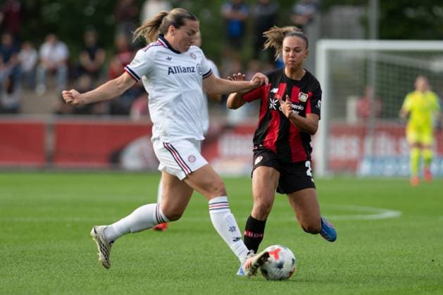 Vanessa Gilles 2 of FC Bayern Munich Women clears the ball, Bayer 04 Leverkusen Women vs. FC Bayern Munich Women, Soccer, Google Pixel Women s Bundesliga, Matchday 4, 2026–2027, September 14, 2026 DFB regulations prohibit any use of photographs as image sequences and or quasi-video Leverkusen, North Rhine-Westphalia, Germany Copyright: xkolbert-press MarkusxVerwimpx