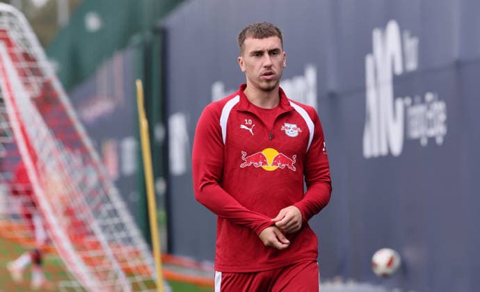 Leipzig, September 14, 2026, Red Bull Academy, Soccer, Bundesliga 1, RB Leipzig, Practice, Pictured: Brajan Gruda 10, RB Leipzig, For editorial use only, Picture Point
