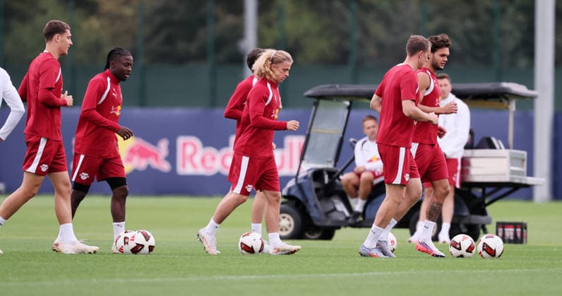 Leipzig, September 14, 2026, Red Bull Academy, Soccer, Bundesliga 1, RB Leipzig, Training, Pictured: Warm-up, For editorial use only, Picture Point