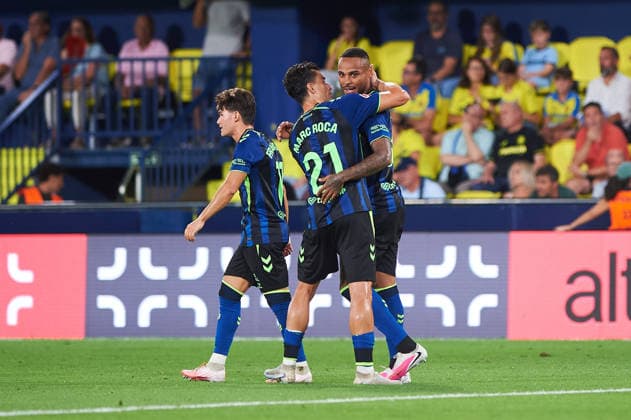 Natan Bernardo de Souza of Real Betis celebrates after scoring his team s second goal during the LaLiga EA Sports match between Villarreal CF and Real Betis Balompie at Estadio de la Cerámica on September 14, 2026, in Villarreal, Spain