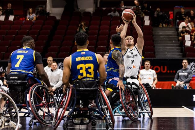 OTTAWA, CANADA - SEPTEMBER 14: Julian Lammering (Germany, 18) controls the ball during the Ottawa IWBF Wheelchair Basketball World Championships match between Germany vs. Colombia at Arena at TD Place on matchday 6 of the Ottawa IWBF Wheelchair Basketball World Championships on September 14, 2026 in Ottawa, Canada. Canada Copyright: xSteffiexWunderlx