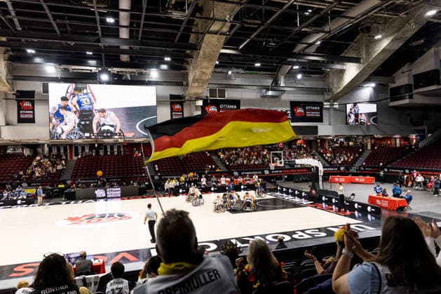 OTTAWA, CANADA - SEPTEMBER 14: German fans cheering to support their team during the Ottawa IWBF Wheelchair Basketball World Championships match between Germany vs. Colombia at Arena at TD Place on matchday 6 of the Ottawa IWBF Wheelchair Basketball World Championships on September 14, 2026 in Ottawa, Canada. Canada Copyright: xSteffiexWunderlx
