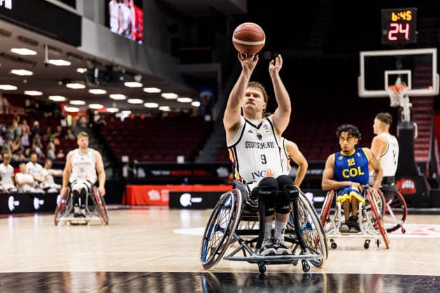 OTTAWA, CANADA - SEPTEMBER 14: Lukas Glossner (Germany, 9) shooting from the freethrow line during the Ottawa IWBF Wheelchair Basketball World Championships match between Germany vs. Colombia at Arena at TD Place on matchday 6 of the Ottawa IWBF Wheelchair Basketball World Championships on September 14, 2026 in Ottawa, Canada. Canada Copyright: xSteffiexWunderlx
