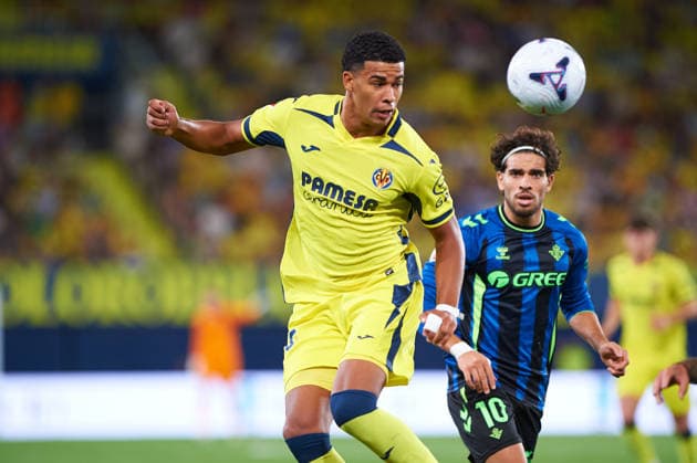 Santiago Mourino of Villarreal CF during the LaLiga EA Sports match between Villarreal CF and Real Betis Balompie at Estadio de la Cerámica on September 14, 2026, in Villarreal, Spain