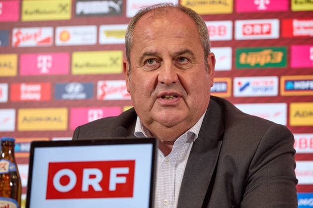 Vienna, September 14, 2026, ÖFB Press Conference: This afternoon, the roster for the men’s national team for the upcoming Nations League was presented during a press conference at the Austrian Football Association’s headquarters. PHOTO: Josef Pröll, Chairman of the Board and ÖFB President, during the press conference Vienna, AUSTRIA: This afternoon, the roster for the men’s national team for the upcoming Nations League was announced at a press conference held at the Austrian Football Association’s headquarters. ÖFB, Football Association, Soccer, World Cup USA Recap, European Championship, Proell, Proll, ÖFB Press Conference Roster Announcement
