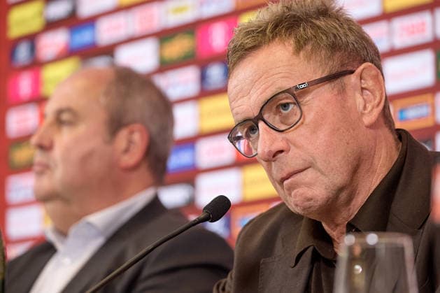 Vienna, September 14, 2026, ÖFB Press Conference: This afternoon, the roster for the men’s national team for the upcoming Nations League was announced during a press conference held at the Austrian Football Association (ÖFB) headquarters. PHOTO: Chairman of the Board and ÖFB President Josef Pröll (left) and Nationalcoach Ralf Rangnick during the press conference. Vienna, AUSTRIA: This afternoon, the squad for the men’s national team for the upcoming Nations League was announced at a press conference held at the Austrian Football Association’s headquarters (ÖFB), Football Association, soccer, World Cup USA recap, European Championship, Proell, Proll, ÖFB Press Conference: Squad Announcement