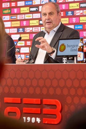 Vienna, September 14, 2026, ÖFB Press Conference: This afternoon, the roster for the men’s national team for the upcoming Nations League was presented during a press conference at the Austrian Football Association (ÖFB) headquarters. PHOTO: Chairman of the Board and ÖFB President Josef Pröll during the press conference Vienna, AUSTRIA: This afternoon, the roster for the men’s national team for the upcoming Nations League was announced at a press conference held at the Austrian Football Association’s headquarters. ÖFB, Football Association, Soccer, World Cup USA Recap, European Championship, Proell, Proll, ÖFB Press Conference Roster Announcement