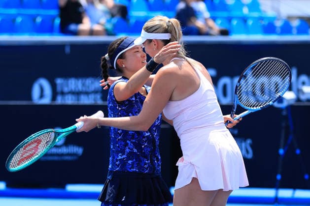 WTA GUADALAJARA OPEN 2026 WTA GUADALAJARA OPEN 2026 ALEXA GUARACHI, NIKA RADISIC vs. MAKAMOTO NINOMIYA, ISABELLE HAVERLAG 1 09 14 2026 GUADALAJARA, JALISCO Action photo of Alexa Guarachi and Nika Radisic during a match at the 2026 WTA Guadalajara Open, held at the Centro Panamericano de Tenis in Guadalajara, Jalisco, Mexico. Photo of Alexa Guarachi and Nika Radisic, during a match at the 2026 WTA Guadalajara Open held at the Centro Panamericano de Tenis in Guadalajara, Jalisco, Mexico. PHOTO BY IMAGENSHOP PHOTO AGENCY GUADALAJARA, JALISCO, MEXICO Copyright: xIMAGENSHOPxAGENCIAxFOTOGRAFICAx