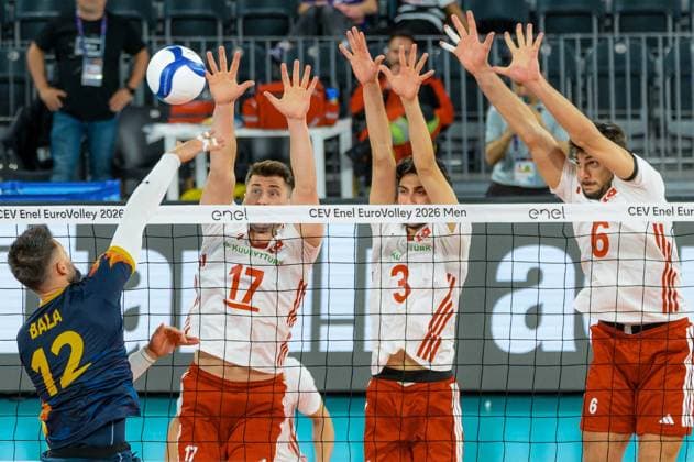 Turkiye v Romania - CEV EuroVolley 2026 Men CLUJ-NAPOCA, ROMANIA - SEPTEMBER 14: Murat Yenipazar of Turkiye in action during the CEV 2026 European Men s Volleyball Championship Group D match between Turkiye and Romania at BT Arena in Cluj-Napoca, Romania, on September 14, 2026. Stringer Anadolu Cluj-Napoca Romania. Editorial use only. Please get in touch for any other usage.  Copyright: x2026xAnadoluxStringerx