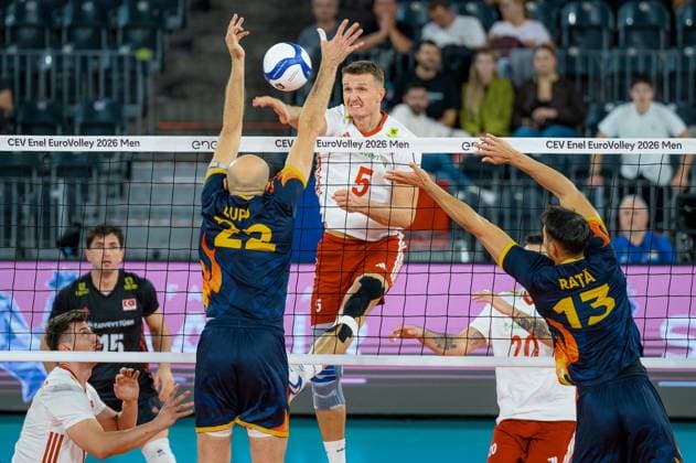 Turkiye v Romania - CEV EuroVolley 2026 Men CLUJ-NAPOCA, ROMANIA - SEPTEMBER 14: Mert Matic of Turkiye in action during the CEV 2026 European Men s Volleyball Championship Group D match between Turkiye and Romania at BT Arena in Cluj-Napoca, Romania, on September 14, 2026. Stringer Anadolu Cluj-Napoca Romania. Editorial use only. Please get in touch for any other usage.  Copyright: x2026xAnadoluxStringerx