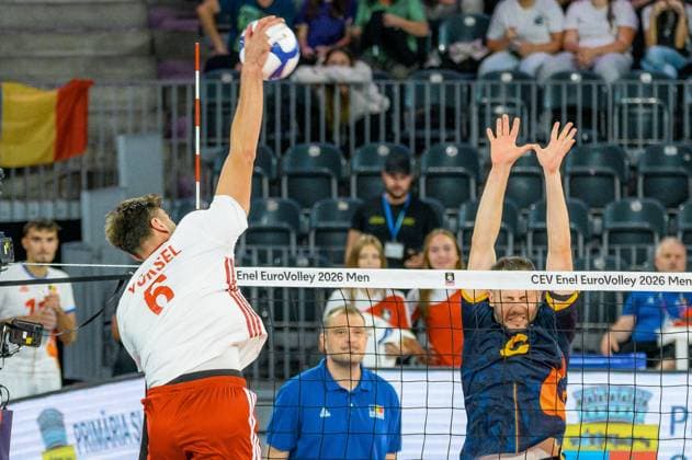 Turkiye v Romania - CEV EuroVolley 2026 Men CLUJ-NAPOCA, ROMANIA - SEPTEMBER 14: Gokcen Yuksel of Turkiye in action during the CEV 2026 European Men s Volleyball Championship Group D match between Turkiye and Romania at BT Arena in Cluj-Napoca, Romania, on September 14, 2026. Stringer Anadolu Cluj-Napoca Romania. Editorial use only. Please get in touch for any other usage.  Copyright: x2026xAnadoluxStringerx