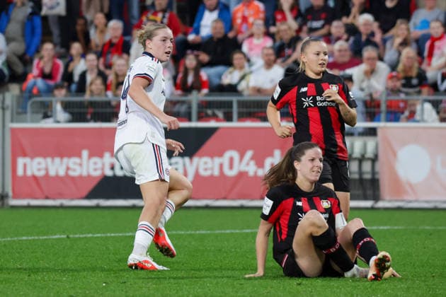 September 14, 2026, xgrfx, Soccer Google Pixel Women s Bundesliga, Bayer Leverkusen vs. FC Bayern Munich, Goal, Alara scores the 2-3 goal for FC Bayern Munich against Leverkusen