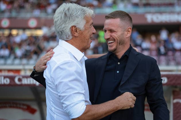 Torino FC v AS Roma - Serie A - Season 2026-2027 Turin, Italy, 14th September 2026. Gian Piero Gasperini Head Coach of AS Roma salutes Ignazio Abate Head coach of Torino FC prior to kick off in the Torino FC vs AS Roma Serie A match at Stadio Grande Torino, Turin. Picture credit should read: Jonathan Moscrop Turin Stadio Olimpico Grande Torino Italy