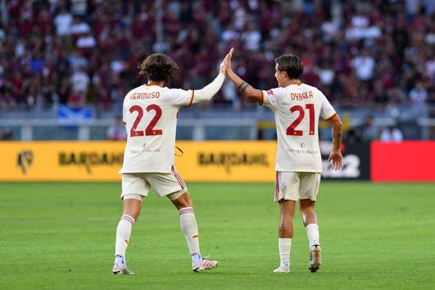 SOCCER - Serie A - Torino FC vs. AS Roma Photo by IPA ABACAPRESS.COM88541039 - Mario Hermoso of AS Roma and Paulo Dybala of AS Roma during the 2026 27 Serie A match between Torino FC and AS Roma at the Olimpico Grande Torino Stadium on September 14, 2026, in Turin, Italy - Photo by Giuliano Marchisciano Turin Italy  Copyright: xIPAxSport ABACAx