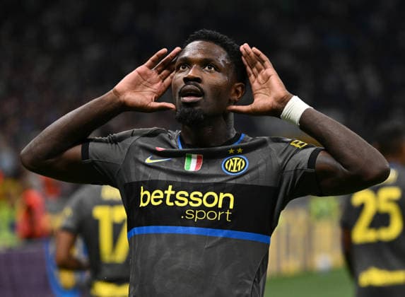 (260915) -- MILAN, Sept. 15, 2026 -- Inter Milan s Marcus Thuram celebrates his goal during a Serie A soccer match between Inter Milan and Udinese in Milan, Italy, Sept.14, 2026. (Photo by Xinhua) (SP)ITALY-MILAN-FOOTBALL-SERIE A-INTER MILAN VS UDINESE AlbertoxLingria 