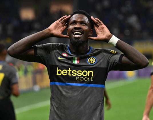 (260915) -- MILAN, Sept. 15, 2026 -- Inter Milan s Marcus Thuram celebrates his goal during a Serie A soccer match between Inter Milan and Udinese in Milan, Italy, Sept.14, 2026. (Photo by Xinhua) (SP)ITALY-MILAN-FOOTBALL-SERIE A-INTER MILAN VS UDINESE AlbertoxLingria 