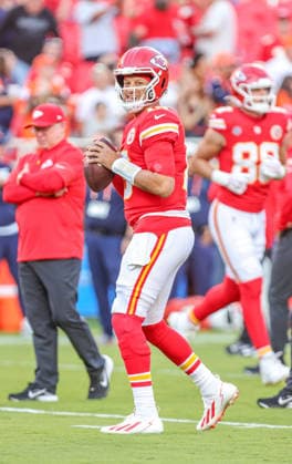 Sep 14, 2026: Kansas City Chiefs quarterback Patrick MahomesÃ‚ (15) warms up before the game against the Denver Broncos in Kansas City, MO, USA; at Arrowhead Stadium. Mandatory Credit: -Cal Media Kansas City USA - ZUMAc04_ 20260914_zma_c04_098 Copyright: xRomanxPunox
