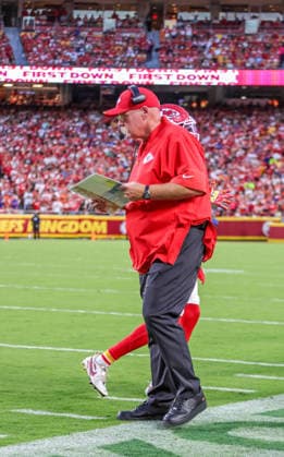 Sep 14, 2026: Kansas City Chiefs head coach Andy Reid looks on against the Denver Broncos Kansas City, MO, USA; at Arrowhead Stadium. Mandatory Credit: -Cal Media Kansas City USA - ZUMAc04_ 20260914_zma_c04_113 Copyright: xRomanxPunox