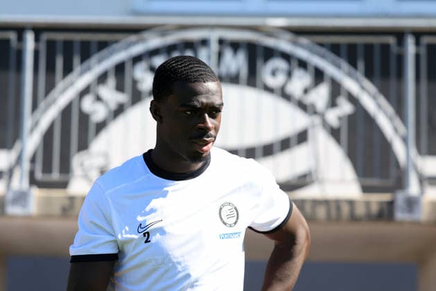 SOCCER - UEFA EL, Sturm vs Rennais GRAZ,AUSTRIA,15.SEP.26 - SOCCER - UEFA Europa League, Sturm Graz vs Stade Rennais FC, preview, training Sturm. Image shows Joshua Quarshie (Sturm).  GEPAxpictures xMarioxBuehner-Weinrauch