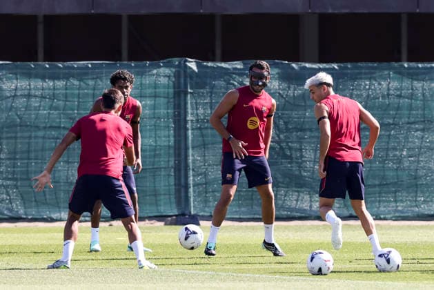 September 15, 2026, Sant Joan Despi, Barcelona, Spain: Eric Garcia, Lamine Yamal and Pedri during the training day of FC Barcelona, Barca ahead the Spanish League, Laliga EA Sports, football match against Real Racing Club at Ciudad Esportiva Joan Gamper on September 15, 2026 in Sant Joan Despi, Barcelona, Spain. Sant Joan Despi Spain - ZUMAa181 20260915_zaa_a181_008 Copyright: xJavierxBorregox