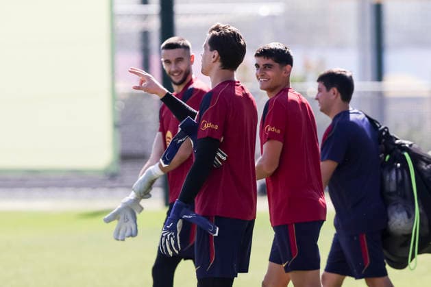 September 15, 2026, Sant Joan Despi, Barcelona, Spain: Gerard Martin and Wojciech Szczesny during the training day of FC Barcelona, Barca ahead the Spanish League, Laliga EA Sports, football match against Real Racing Club at Ciudad Esportiva Joan Gamper on September 15, 2026 in Sant Joan Despi, Barcelona, Spain. Sant Joan Despi Spain - ZUMAa181 20260915_zaa_a181_019 Copyright: xJavierxBorregox