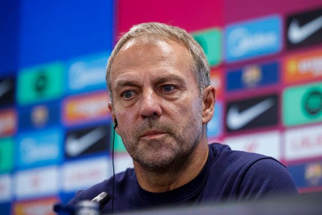 September 15, 2026, Sant Joan Despi, Barcelona, Spain: Hansi Flick, head coach of FC Barcelona, Barca attends his press conference, PK, Pressekonferenz during the training day of FC Barcelona ahead the Spanish League, LaLiga EA Sports, football match against Real Racing Club at Ciudad Esportiva Joan Gamper on September 15, 2026 in Sant Joan Despi, Barcelona, Spain. Sant Joan Despi Spain - ZUMAa181 20260915_zaa_a181_042 Copyright: xJavierxBorregox