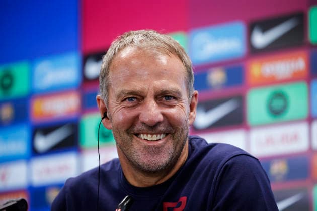September 15, 2026, Sant Joan Despi, Barcelona, Spain: Hansi Flick, head coach of FC Barcelona, Barca attends his press conference, PK, Pressekonferenz during the training day of FC Barcelona ahead the Spanish League, LaLiga EA Sports, football match against Real Racing Club at Ciudad Esportiva Joan Gamper on September 15, 2026 in Sant Joan Despi, Barcelona, Spain. Sant Joan Despi Spain - ZUMAa181 20260915_zaa_a181_043 Copyright: xJavierxBorregox