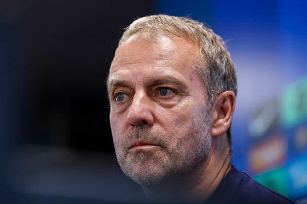 September 15, 2026, Sant Joan Despi, Barcelona, Spain: Hansi Flick, head coach of FC Barcelona, Barca attends his press conference, PK, Pressekonferenz during the training day of FC Barcelona ahead the Spanish League, LaLiga EA Sports, football match against Real Racing Club at Ciudad Esportiva Joan Gamper on September 15, 2026 in Sant Joan Despi, Barcelona, Spain. Sant Joan Despi Spain - ZUMAa181 20260915_zaa_a181_049 Copyright: xJavierxBorregox