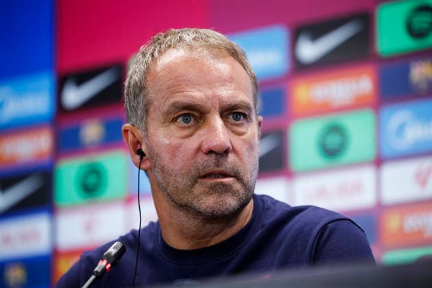 September 15, 2026, Sant Joan Despi, Barcelona, Spain: Hansi Flick, head coach of FC Barcelona, Barca attends his press conference, PK, Pressekonferenz during the training day of FC Barcelona ahead the Spanish League, LaLiga EA Sports, football match against Real Racing Club at Ciudad Esportiva Joan Gamper on September 15, 2026 in Sant Joan Despi, Barcelona, Spain. Sant Joan Despi Spain - ZUMAa181 20260915_zaa_a181_051 Copyright: xJavierxBorregox