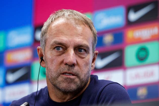 September 15, 2026, Sant Joan Despi, Barcelona, Spain: Hansi Flick, head coach of FC Barcelona, Barca attends his press conference, PK, Pressekonferenz during the training day of FC Barcelona ahead the Spanish League, LaLiga EA Sports, football match against Real Racing Club at Ciudad Esportiva Joan Gamper on September 15, 2026 in Sant Joan Despi, Barcelona, Spain. Sant Joan Despi Spain - ZUMAa181 20260915_zaa_a181_046 Copyright: xJavierxBorregox