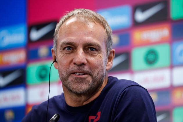 September 15, 2026, Sant Joan Despi, Barcelona, Spain: Hansi Flick, head coach of FC Barcelona, Barca attends his press conference, PK, Pressekonferenz during the training day of FC Barcelona ahead the Spanish League, LaLiga EA Sports, football match against Real Racing Club at Ciudad Esportiva Joan Gamper on September 15, 2026 in Sant Joan Despi, Barcelona, Spain. Sant Joan Despi Spain - ZUMAa181 20260915_zaa_a181_048 Copyright: xJavierxBorregox