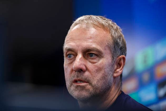 September 15, 2026, Sant Joan Despi, Barcelona, Spain: Hansi Flick, head coach of FC Barcelona, Barca attends his press conference, PK, Pressekonferenz during the training day of FC Barcelona ahead the Spanish League, LaLiga EA Sports, football match against Real Racing Club at Ciudad Esportiva Joan Gamper on September 15, 2026 in Sant Joan Despi, Barcelona, Spain. Sant Joan Despi Spain - ZUMAa181 20260915_zaa_a181_057 Copyright: xJavierxBorregox