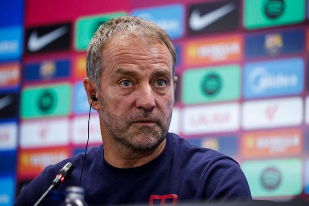 September 15, 2026, Sant Joan Despi, Barcelona, Spain: Hansi Flick, head coach of FC Barcelona, Barca attends his press conference, PK, Pressekonferenz during the training day of FC Barcelona ahead the Spanish League, LaLiga EA Sports, football match against Real Racing Club at Ciudad Esportiva Joan Gamper on September 15, 2026 in Sant Joan Despi, Barcelona, Spain. Sant Joan Despi Spain - ZUMAa181 20260915_zaa_a181_061 Copyright: xJavierxBorregox