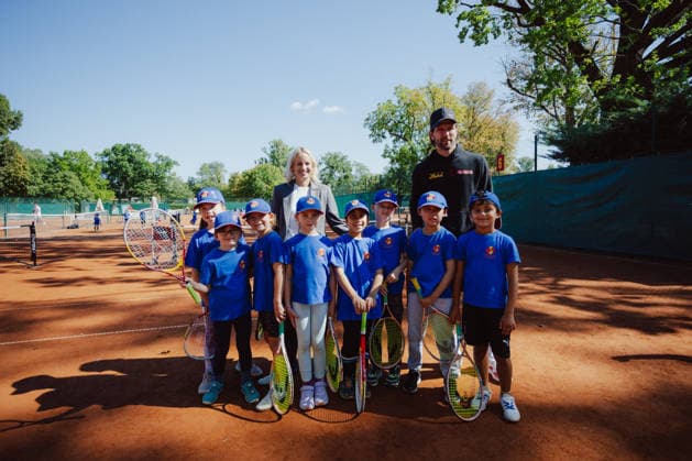 TENNIS - Davis Cup, AUT vs BEL VIENNA,AUSTRIA,15.SEP.26 - TENNIS - ITF Davis Cup, qualification round 2, Austria vs Belgium, preview. Image shows state secretary Michaela Schmidt, porting director Juergen Melzer (OETV) and participants.  GEPAxpictures xAlexanderxSolc