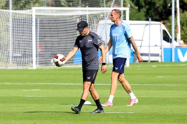 September 15, 2026, Germany, Soccer, 2. Bundesliga, 2026–2027 season, Sportforum, Hertha BSC, Head Coach Stefan Leitl of Hertha BSC Berlin, Gustaf Nilsson of Hertha BSC Berlin, 2. Bundesliga. DFB and DFL regulations prohibit any use of photographs as image sequences and or quasi-video. Berlin Sportforum, Berlin, Germany Copyright: xNordphotox xEnglerx